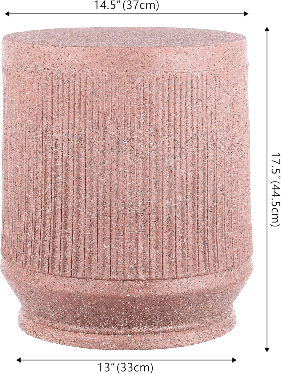 Kline 17.5" Mid-Century Modern Brutalist Accent Table , Pink Terrazzo Finish - JONATHAN Y