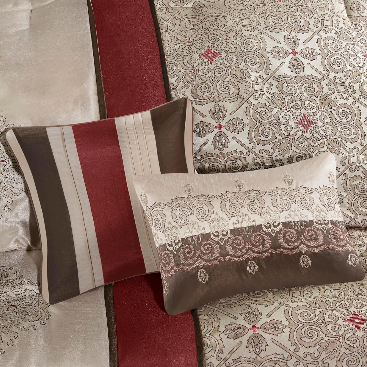 Madison Park Donovan 7 Piece Jacquard Comforter Set with Throw Pillows