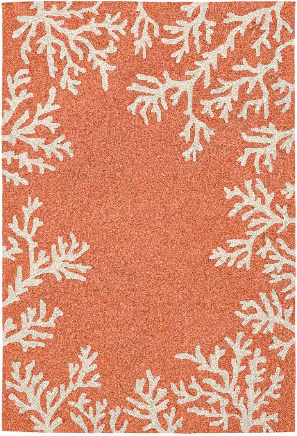 Liora Manne Capri Coral Border Indoor/Outdoor Rug Coral 5' x 7'6"