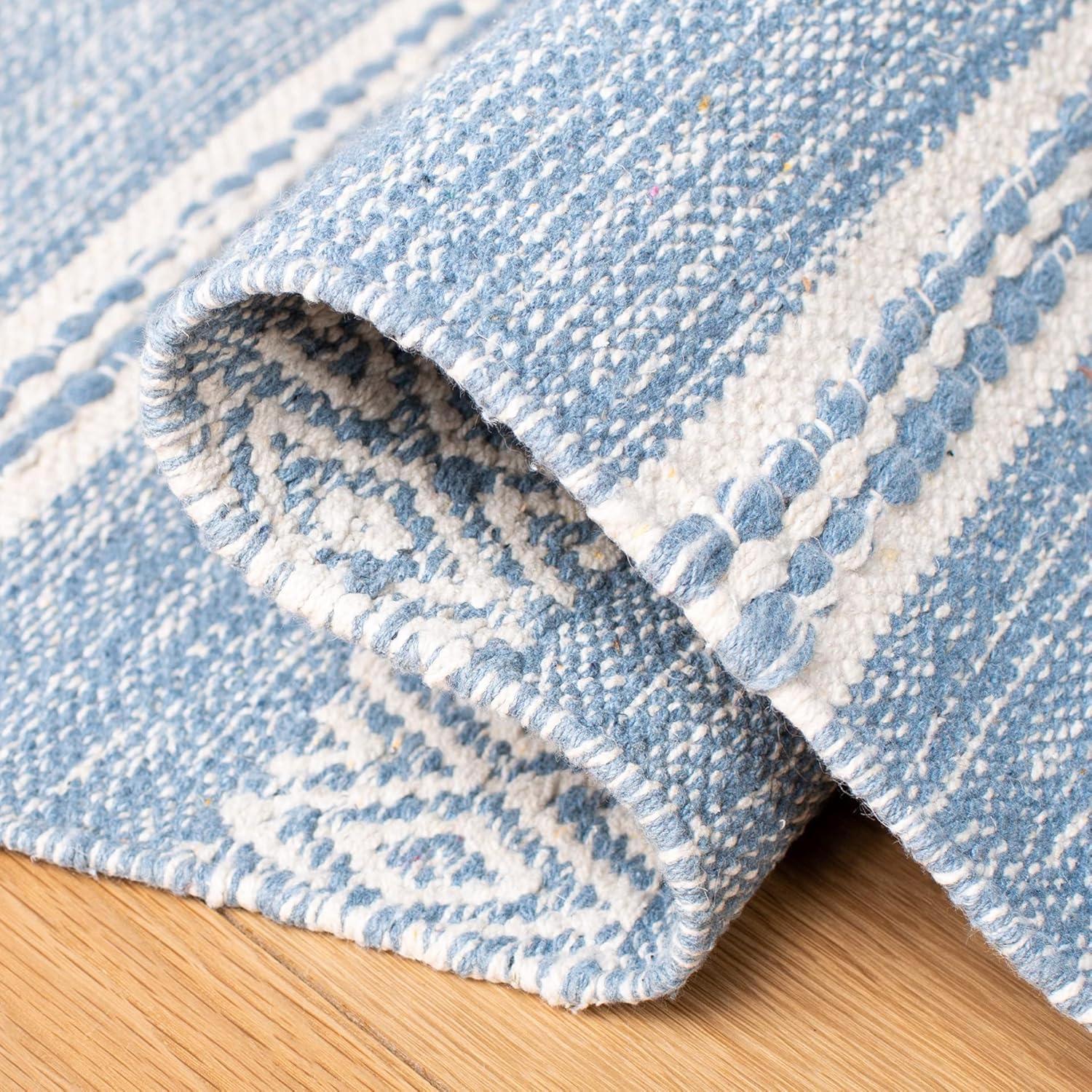 Striped Kilim STK503 Hand Woven Runner Rug - Ivory/Blue - 2'3"x9' - Safavieh.