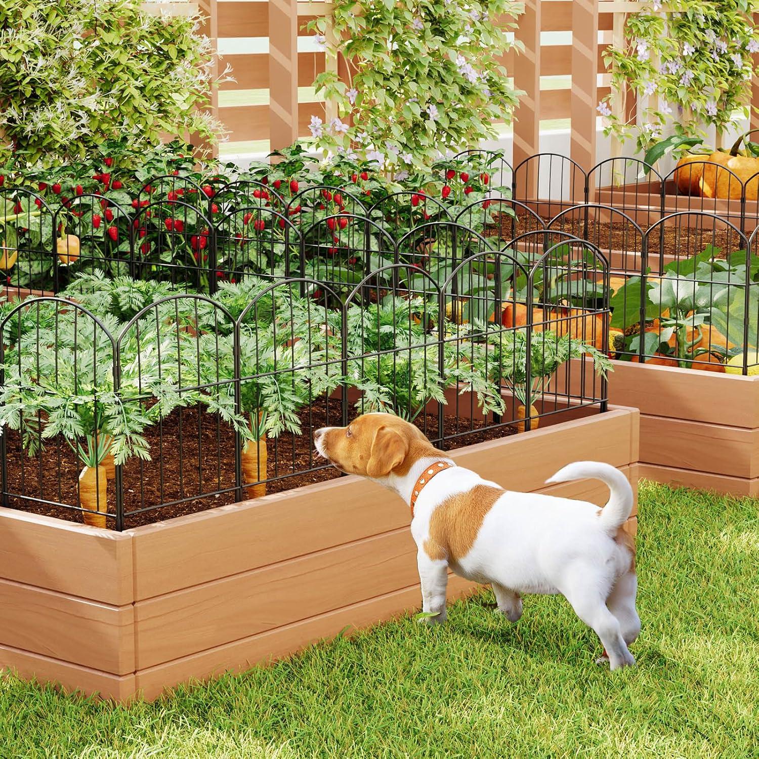 EasyPAG Decorative Garden Fence 10 Pack Total 10ft (L) x 24in (H) Rustproof Metal Wire Fencing Border Animal Barrier