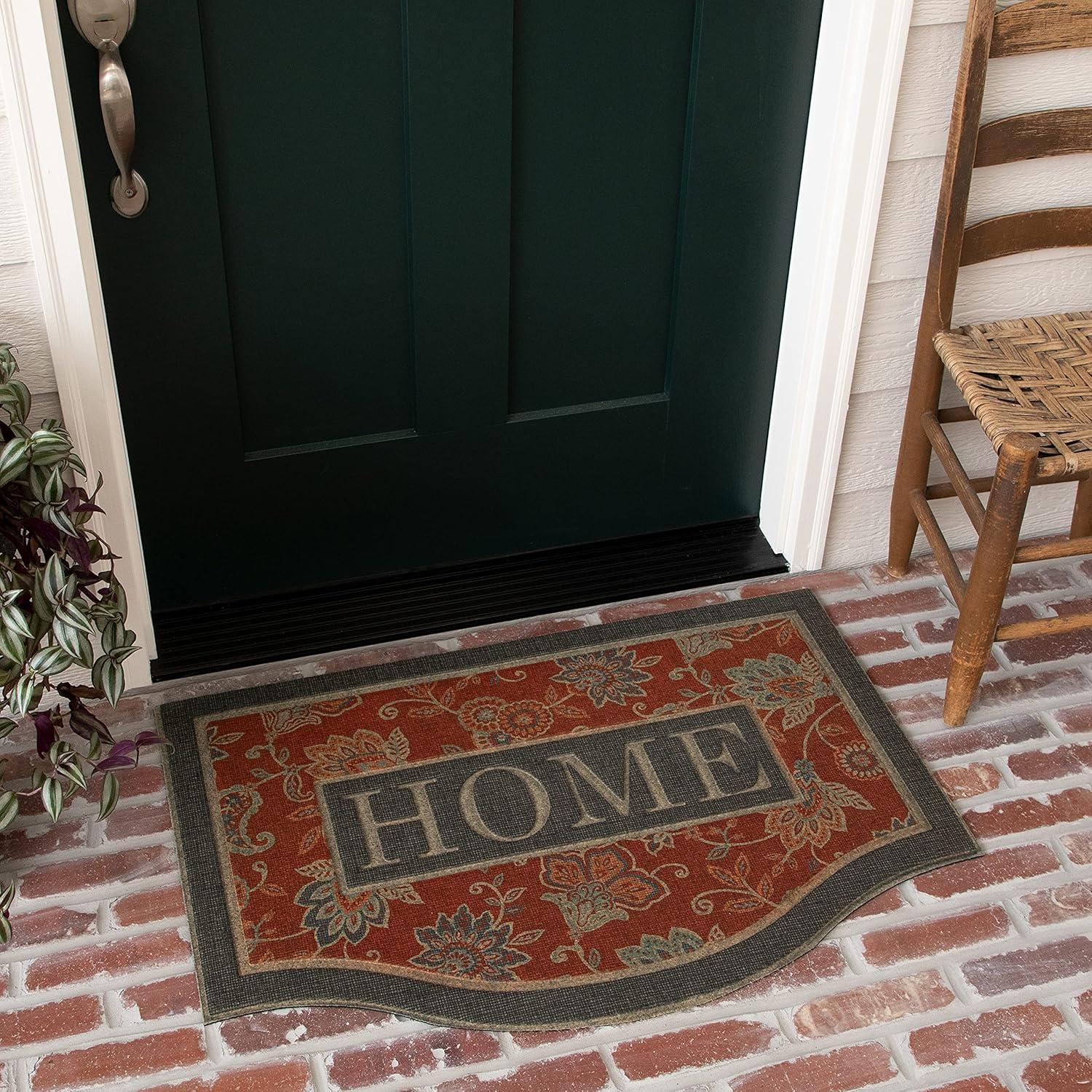Mohawk 2'x3' 'Home' Ornamental Entry Mat Cozy Jacobean Red/Gray: Indoor Traditional Floral Door Mat, Recycled Rubber