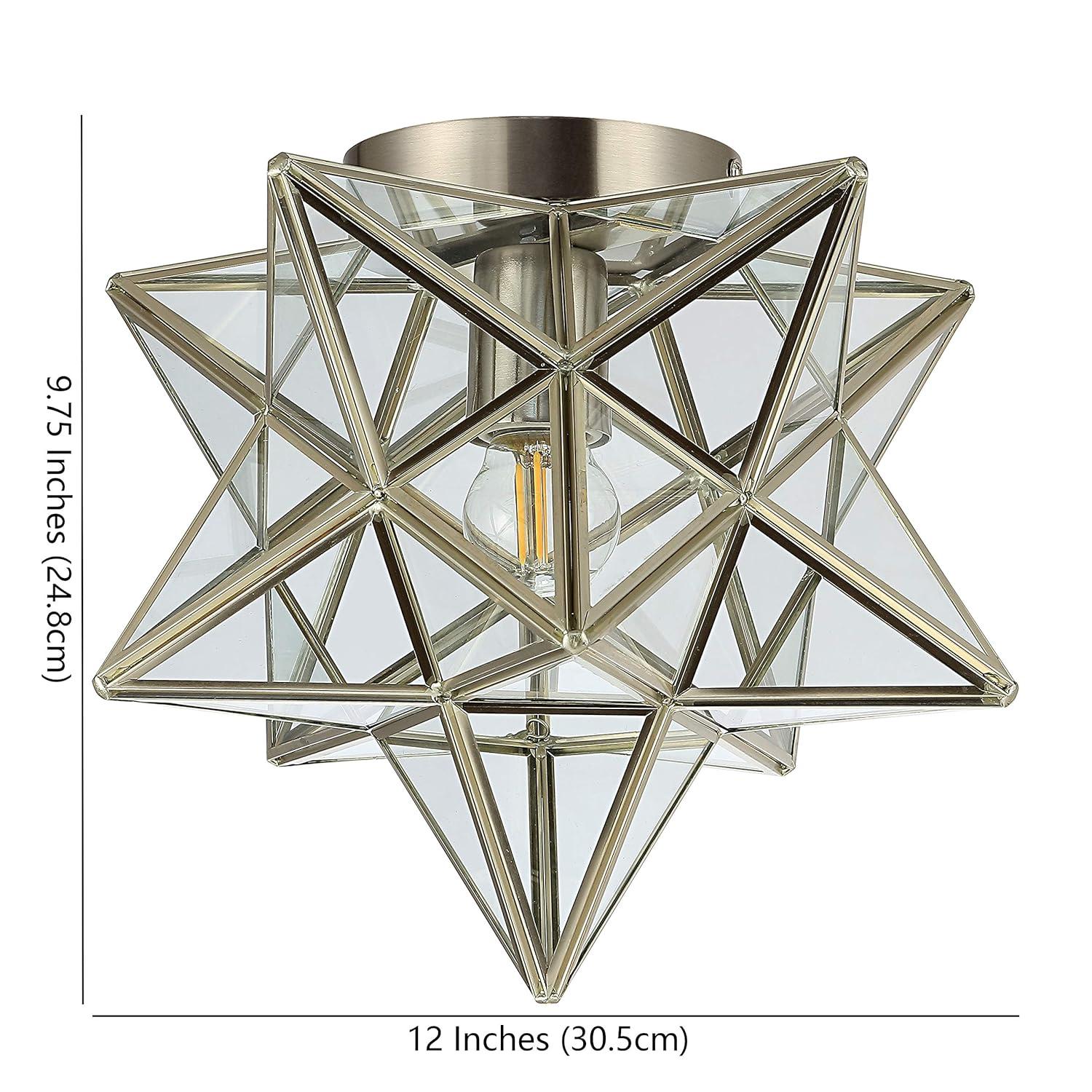 Stella 12" Moravian Star Metal/Glass LED Flush Mount, Nickel