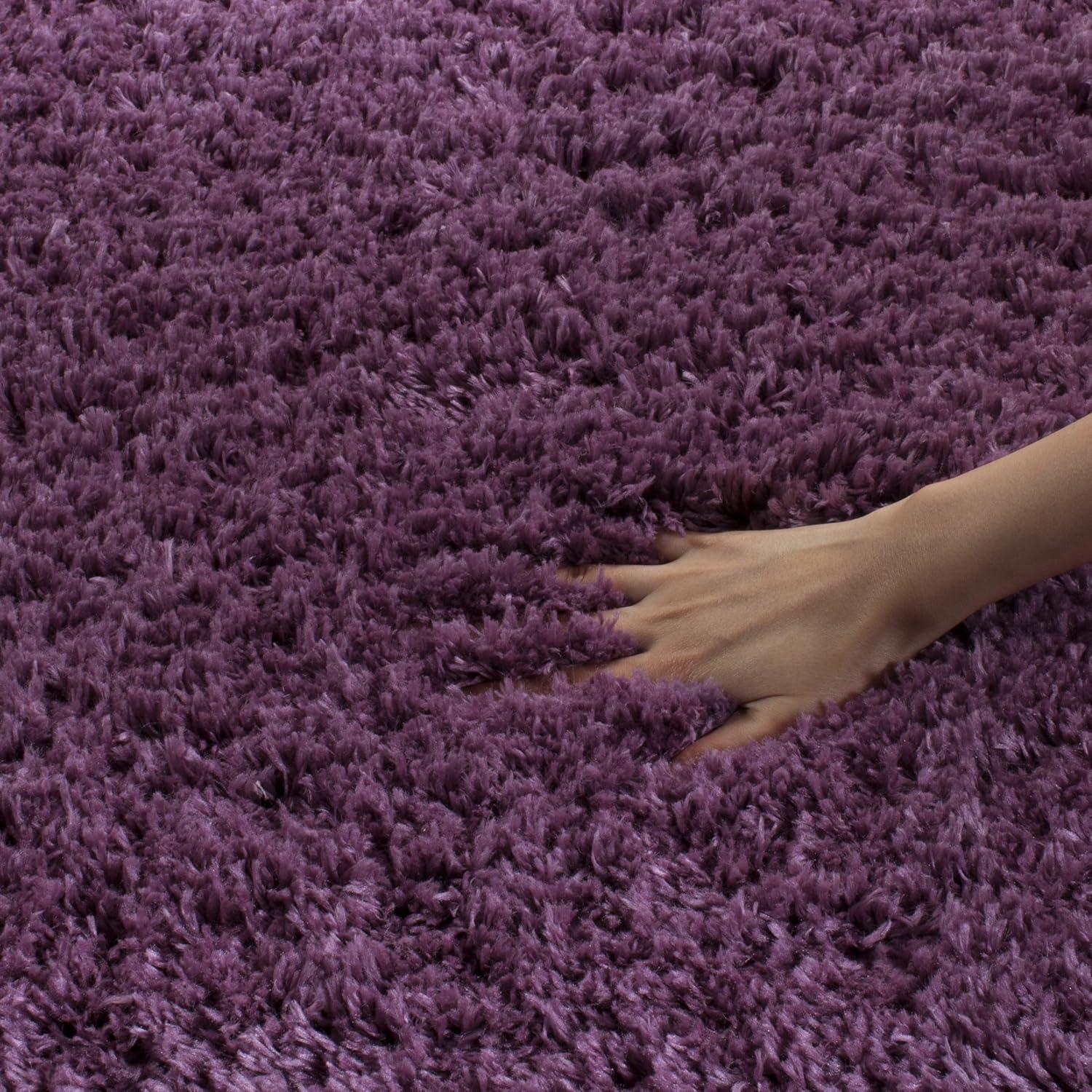 Purple Rectangular Shag Synthetic Area Rug 3' x 5'