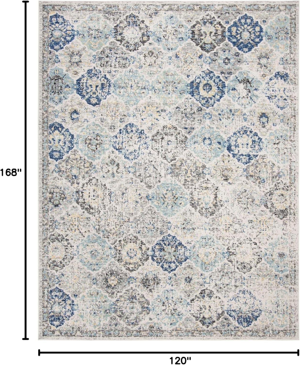 SAFAVIEH Madison Judith Distressed Area Rug, Ivory/Aqua, 10' x 14'