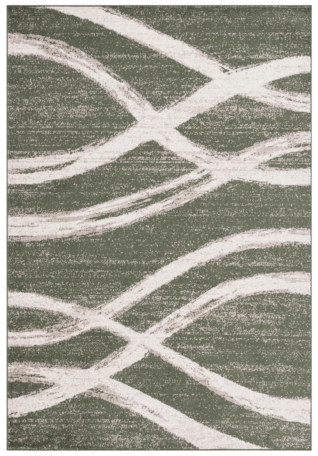 SAFAVIEH Adirondack Isidor Geometric Area Rug, Dark Green/Ivory, 6' x 9'