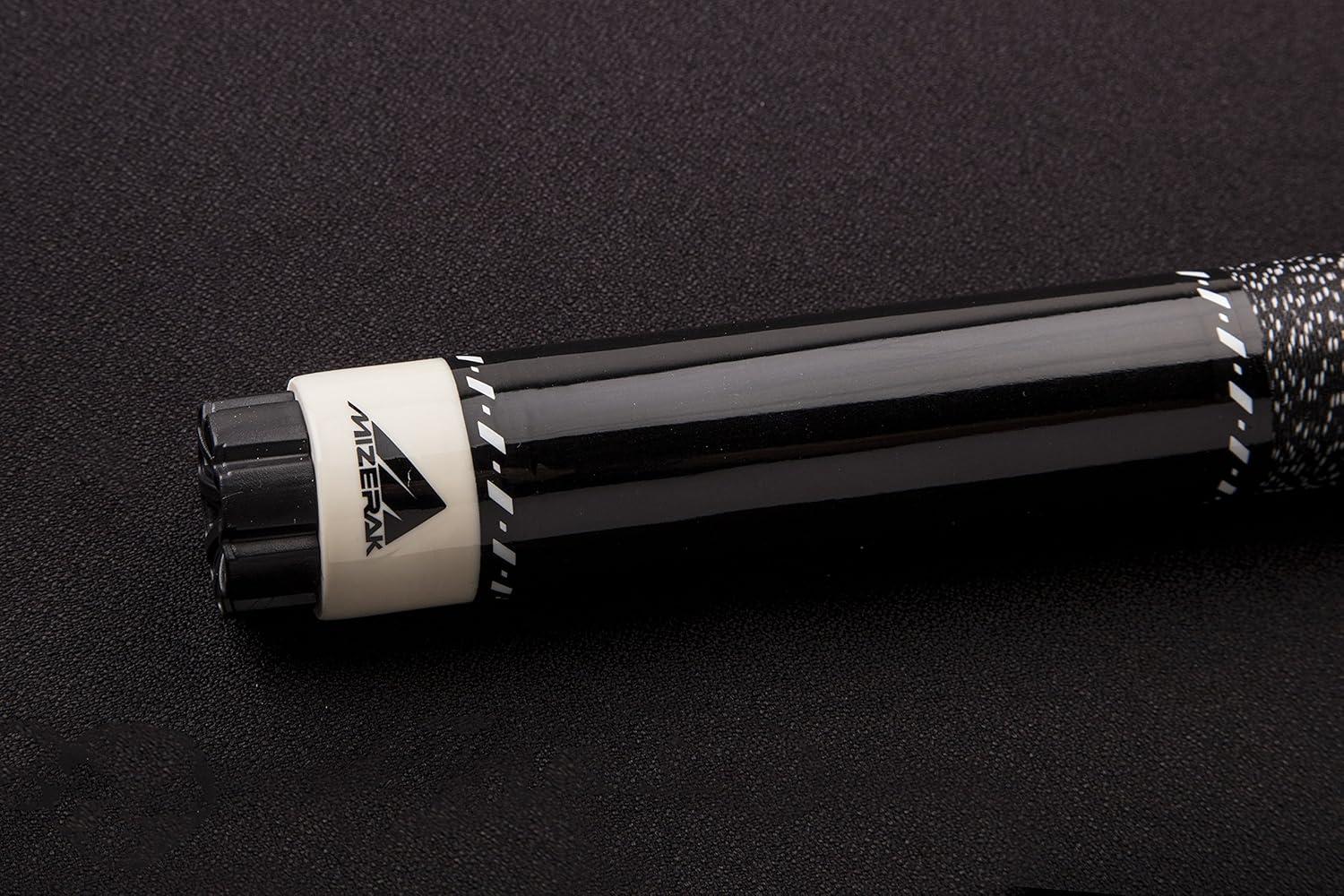 Mizerak 57" House Cue (2-Piece) with 12mm Ferrule with Leather Tip, Hardwood Construction and High Gloss Finish - Black