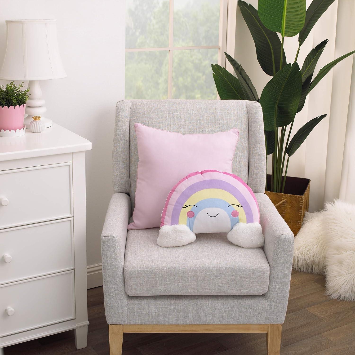 NoJo Little Love by NoJo Rainbow Shaped Plush Sherpa Decorative Pillow with Clouds