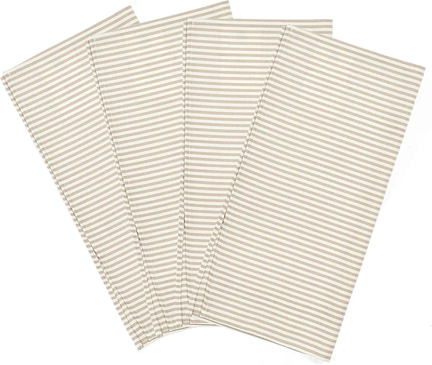 Lush Decor Farmhouse Ticking Stripe Yarn Dyed Napkin Neutral 4-Pack 18" x 18"