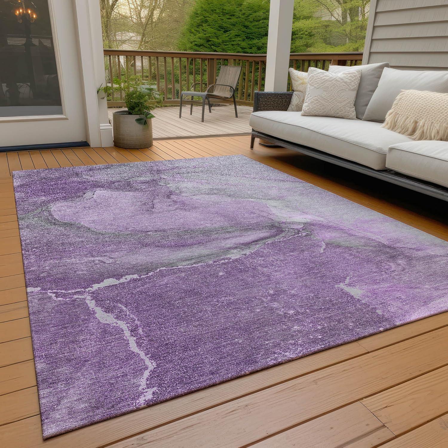 Lilac 10' x 14' Machine Washable Synthetic Area Rug