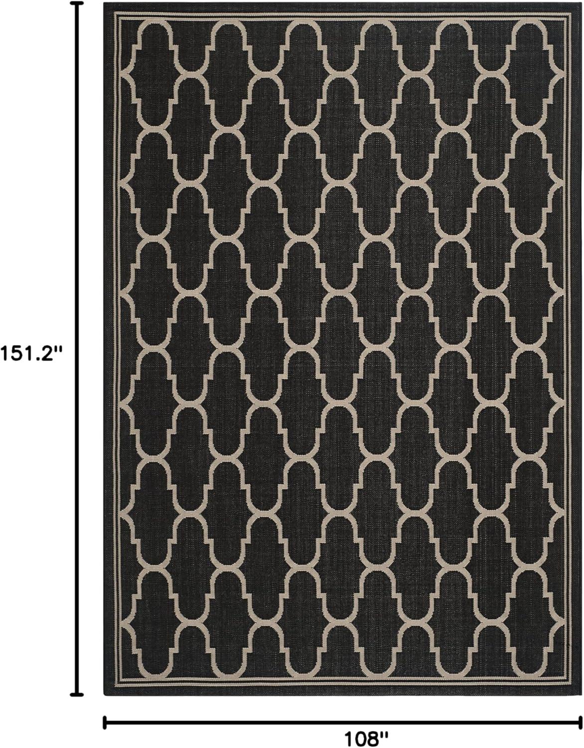SAFAVIEH Courtyard Eustacia Geometric Trellis Indoor/Outdoor Area Rug Anthracite/Beige, 9' x 12'6"