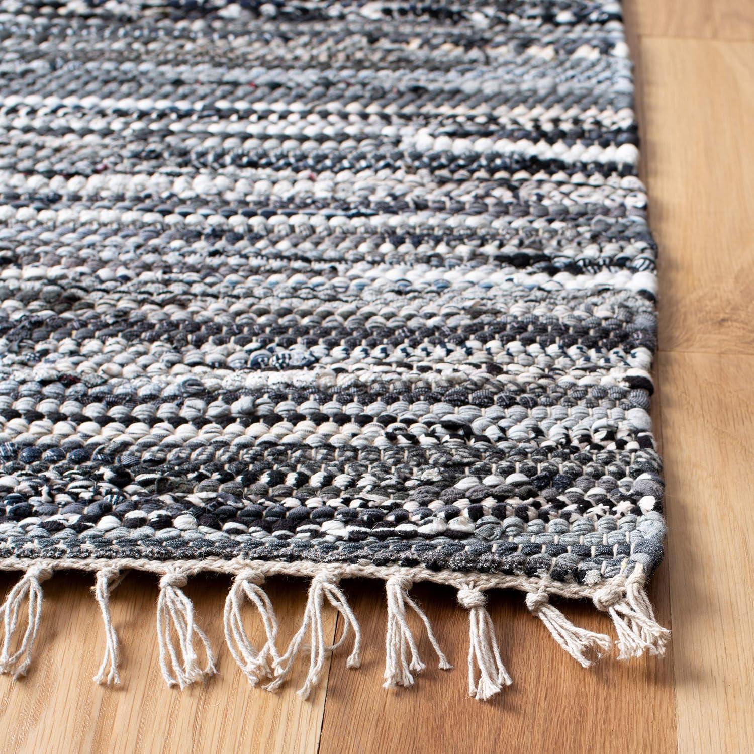 Rag Rug RAR128 Hand Woven Indoor Area Rug - Grey - 4'x4' - Safavieh.