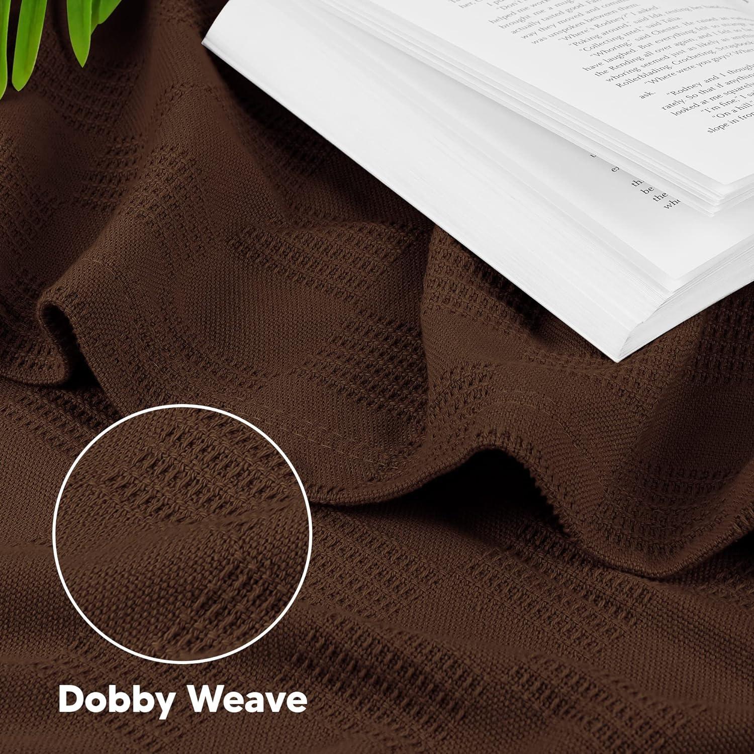 Twin Size Brown Cotton Dobby Weave Throw Blanket