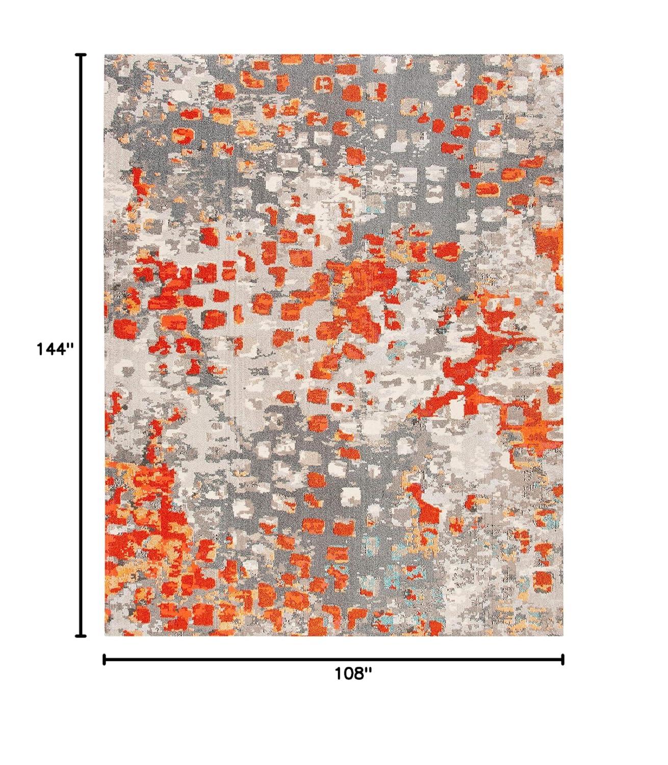 Madison MAD425 Power Loomed Indoor Area Rug - Grey/Orange - 9'x12' - Safavieh