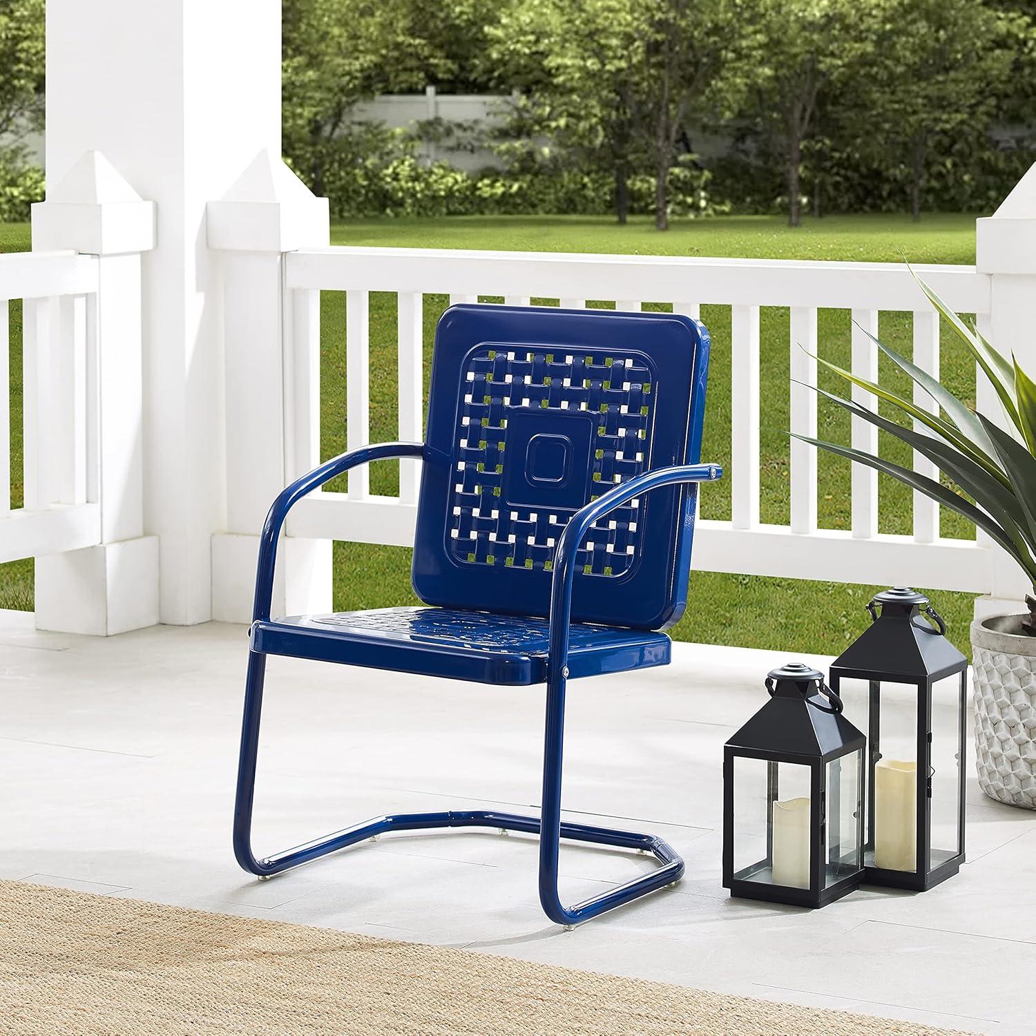 Bates 2pk Outdoor Metal Chairs - Navy - Crosley