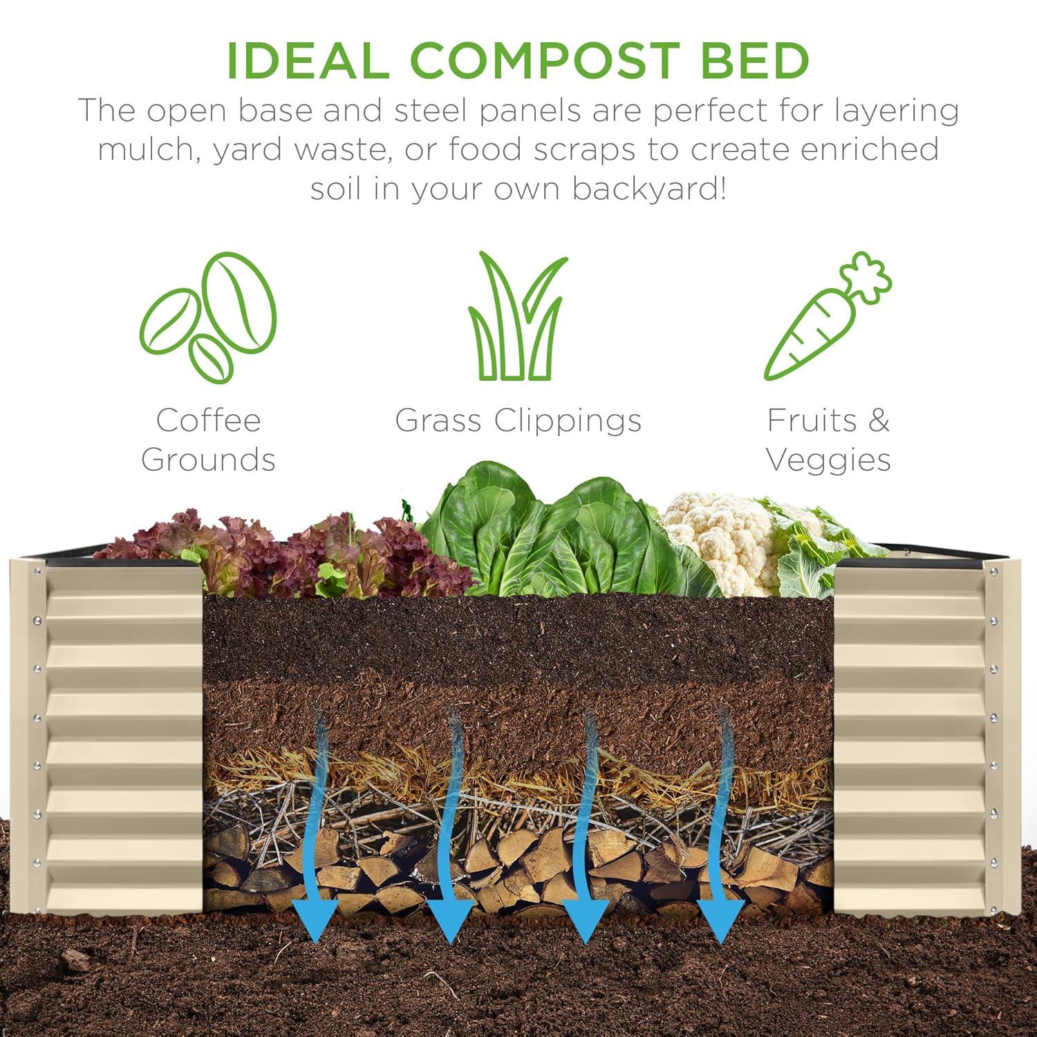 Best Choice Products 8x4x2ft Outdoor Metal Raised Garden Bed, Planter Box for Vegetables, Flowers, Herbs - Beige