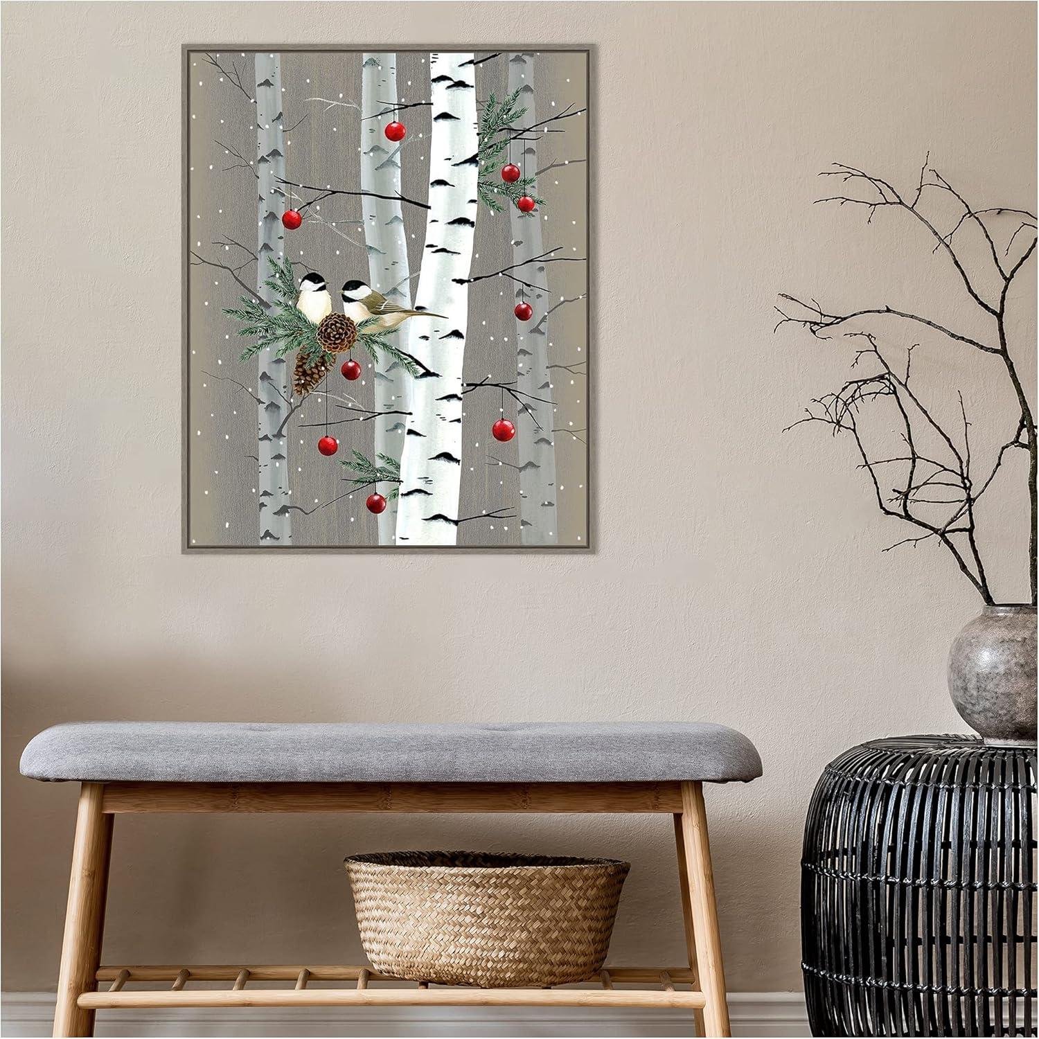 Grace Popp Birch Birds II Framed Canvas Wall Art in Greywash