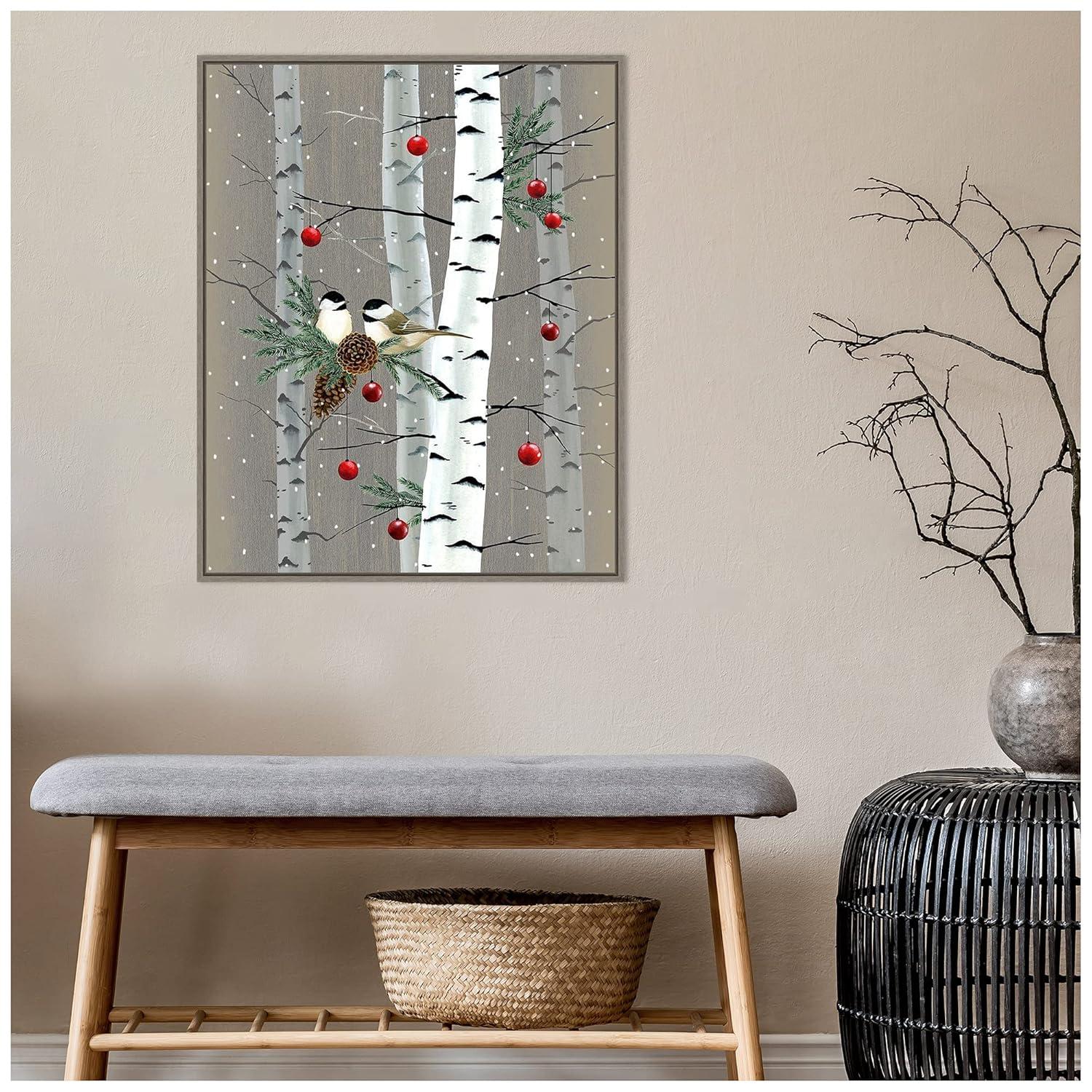 Grace Popp Birch Birds II Framed Canvas Wall Art in Greywash