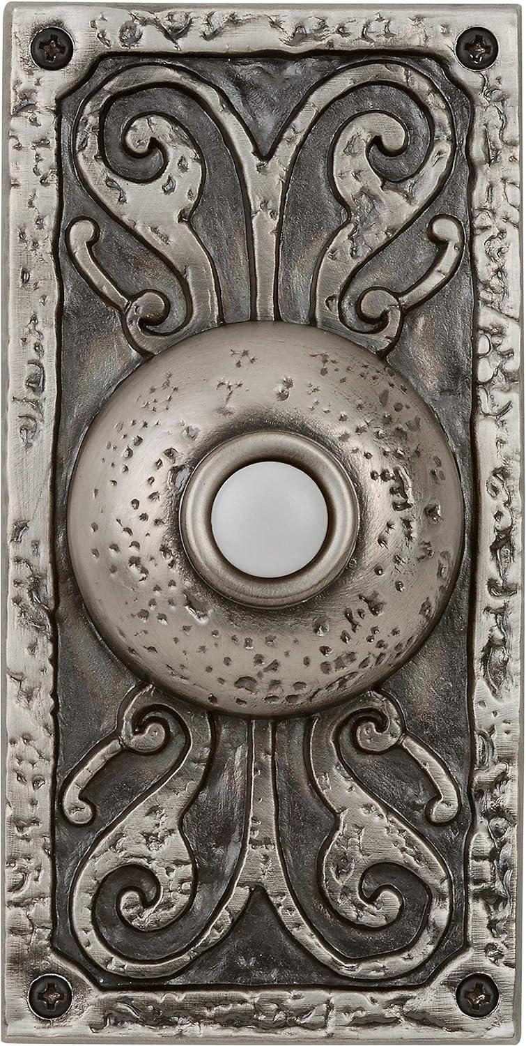 Antique Pewter Ornate Lighted Doorbell Push Button