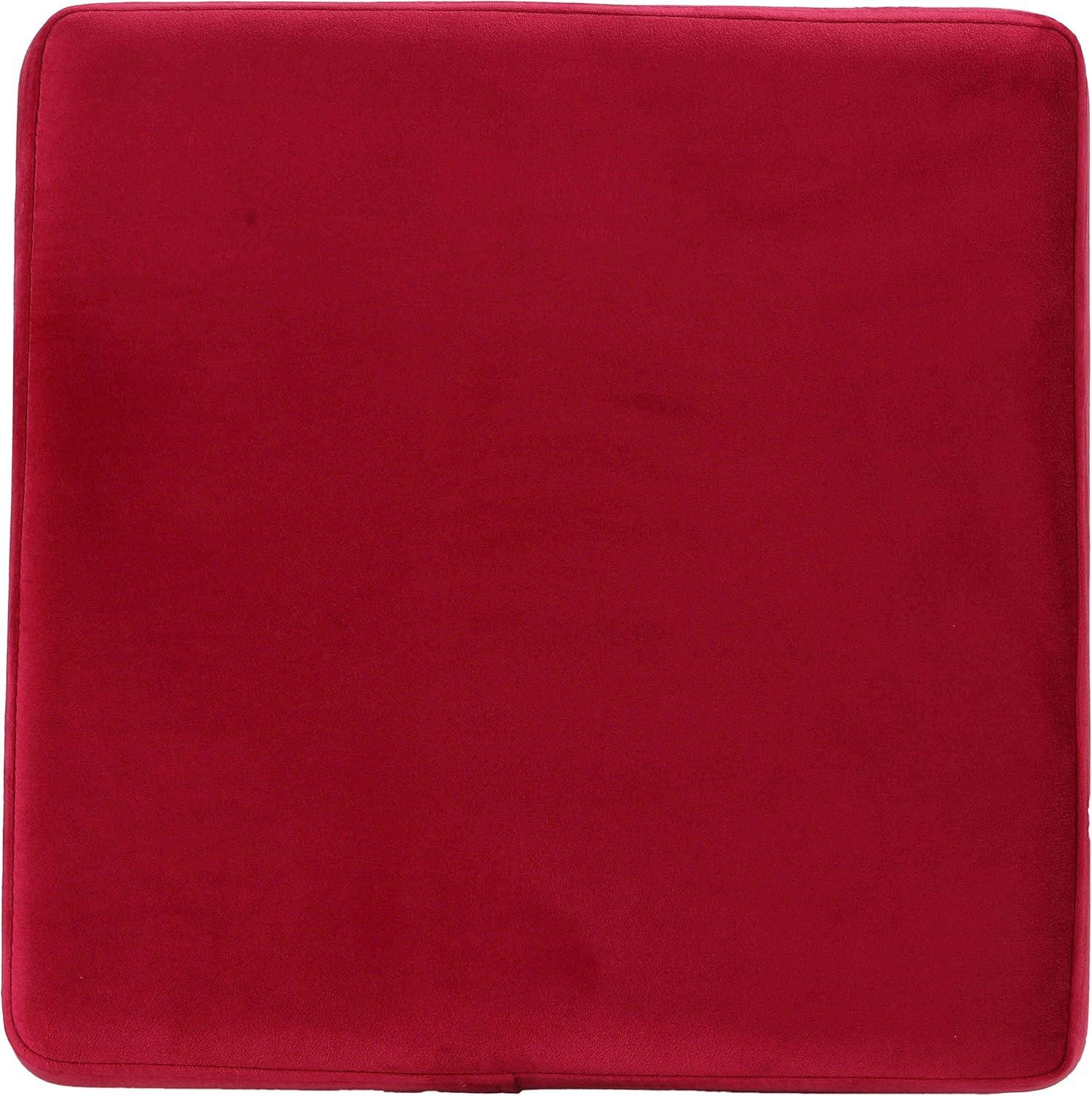 Pink Velvet Square Ottoman with Brushed Gold Base