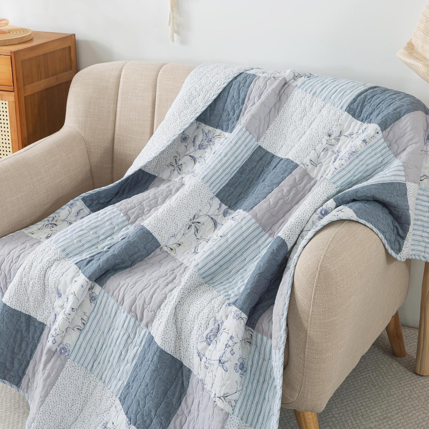 Coastal Patchwork 50" x 60" Cotton Quilted Throw Blanket