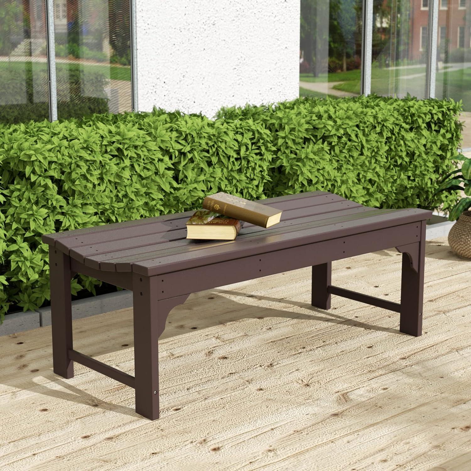 Westin Outdoors Malibu WO 48" Length Backless Poly Wood Outdoor/Garden Bench, Dark Brown