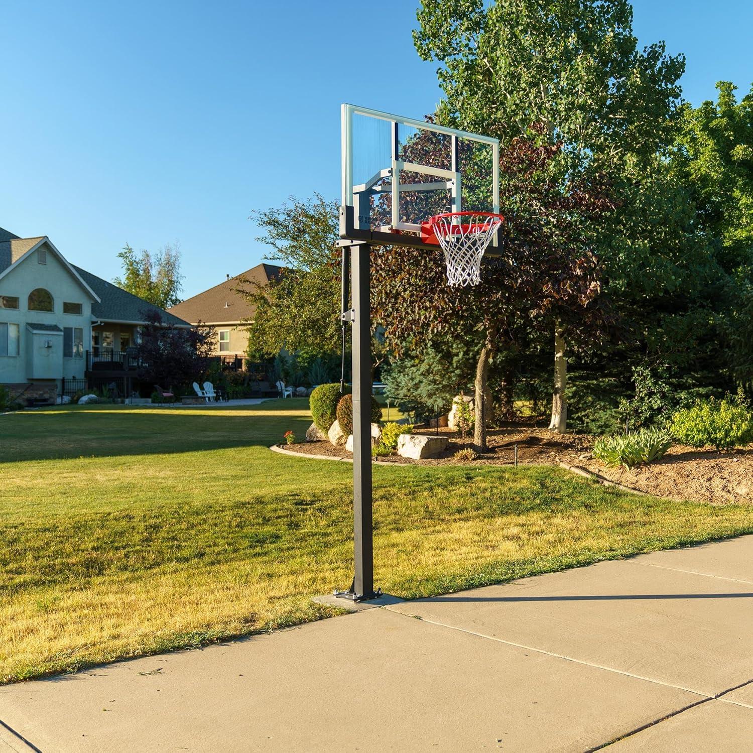 Lifetime Lifetime Height Adjustable Bolt Down Basketball Hoop (54" Tempered Glass Backboard)