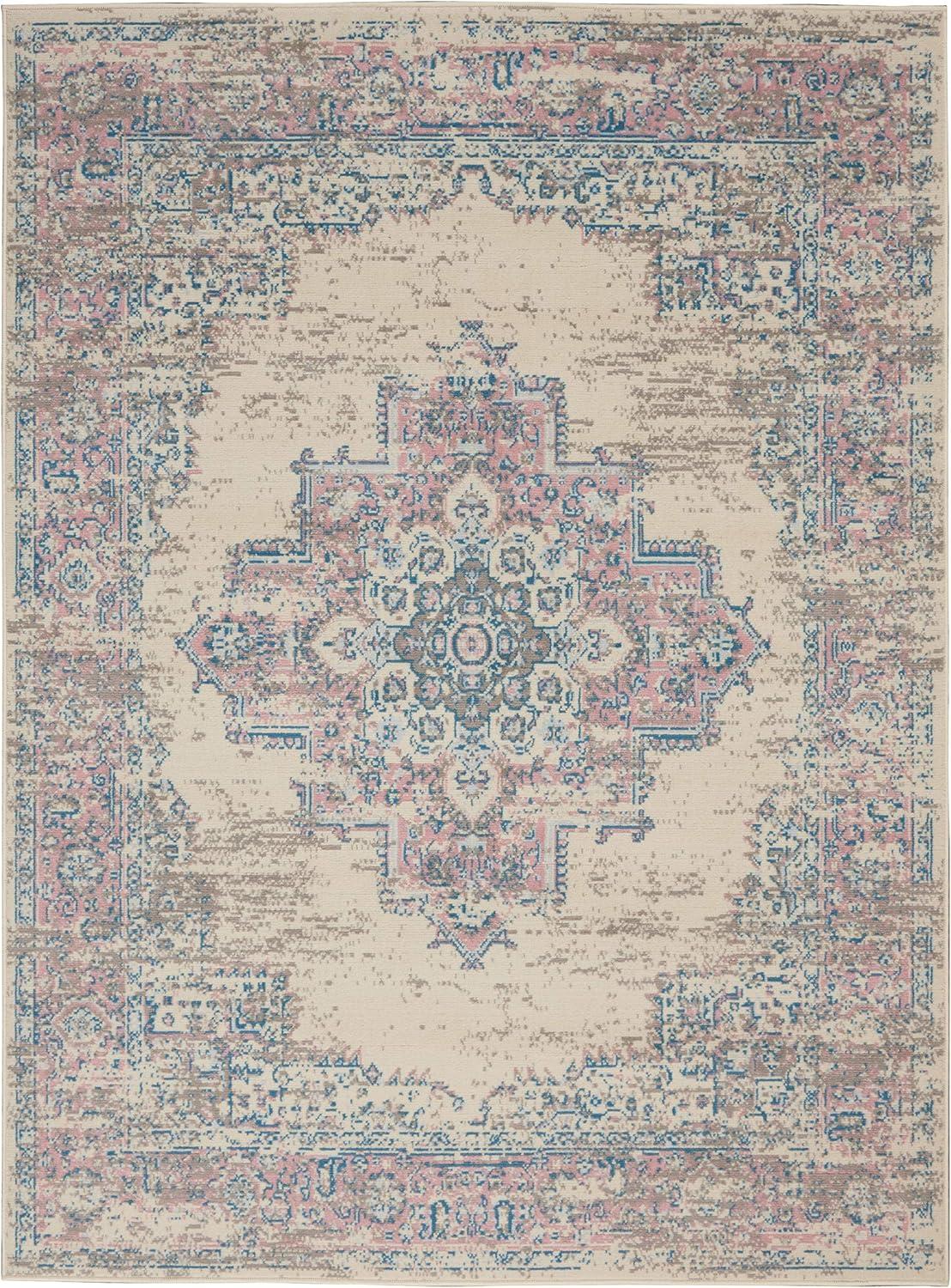 Nourison Grafix GRF14 Ivory/Pink Indoor Area Rug 6' x 9'