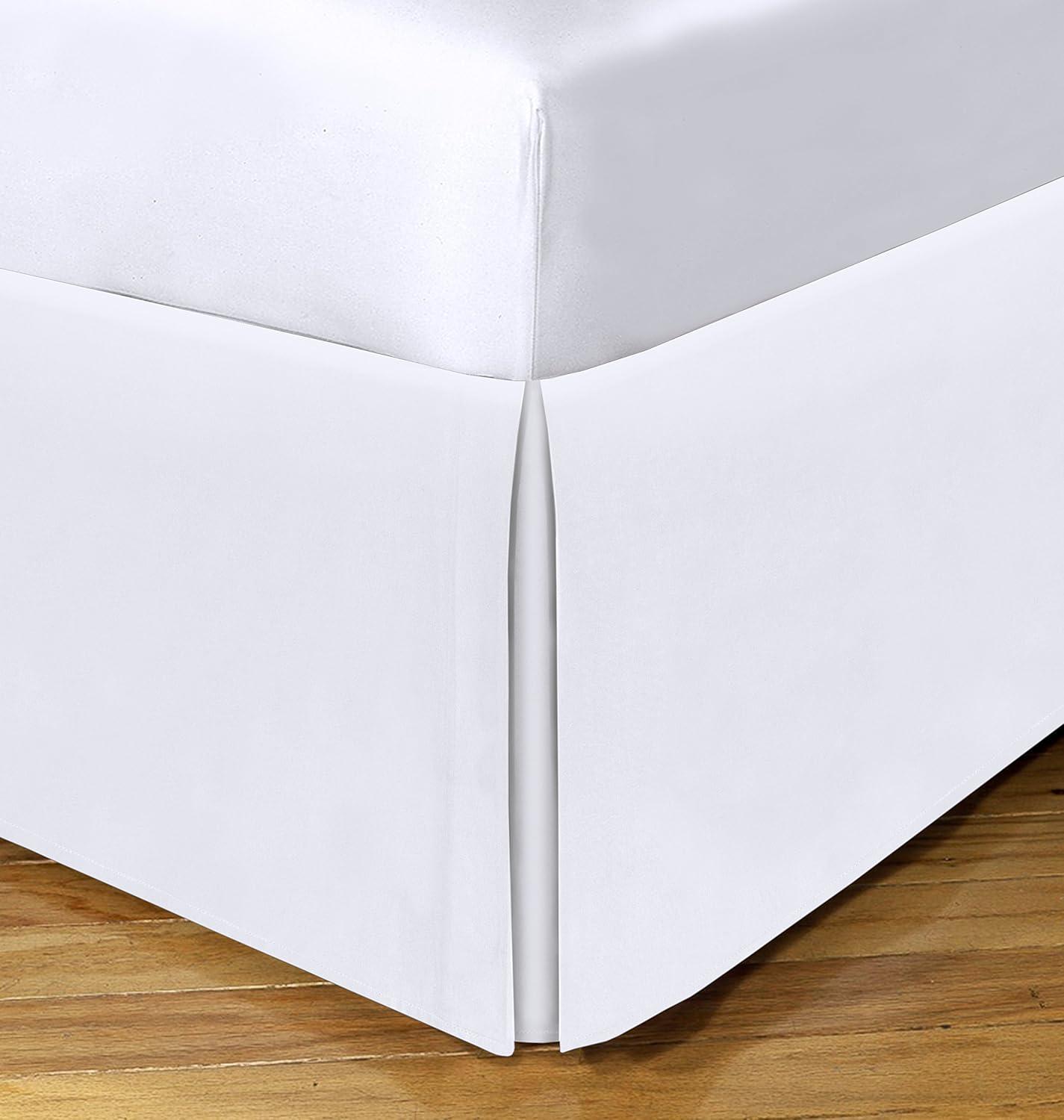 White Polyester Queen Bed Skirt with Split Corners