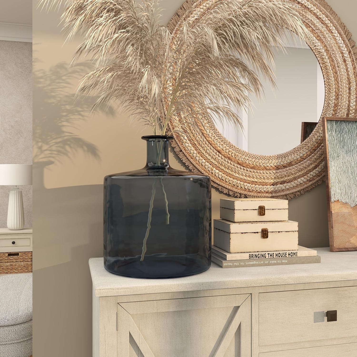 DecMode 17" Handmade Spanish Light Blue Recycled Glass Vase