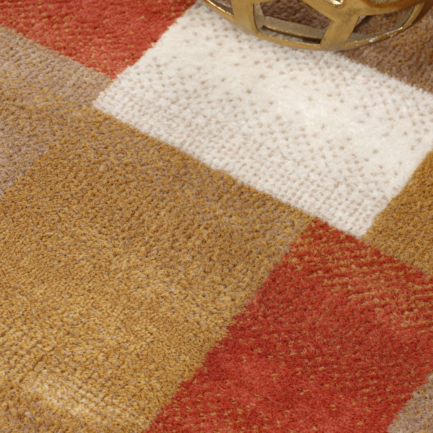Superior Color Block Area Rug 8' x 10', Plush Indoor Rugs For Living Room Bedroom, Ginger