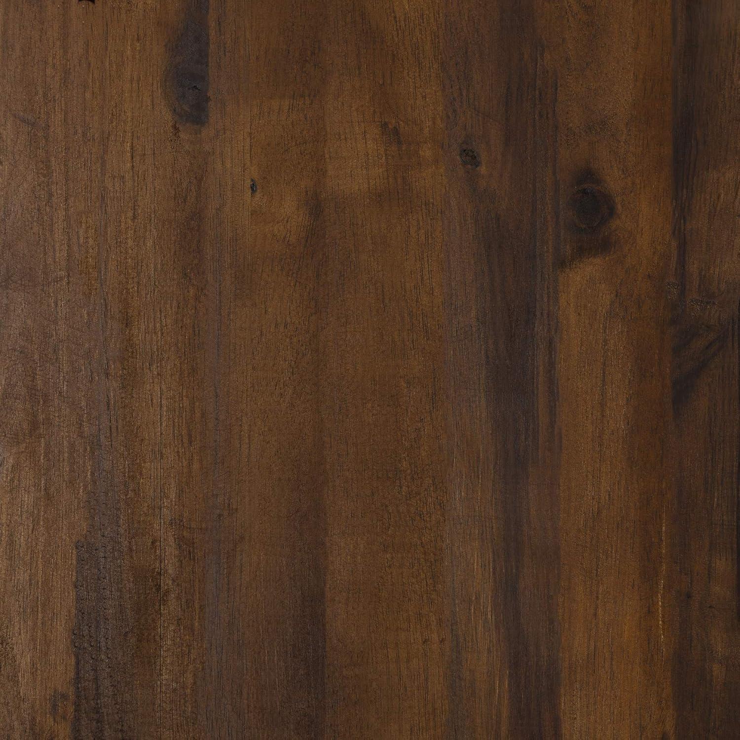 Walker Edison Modern Acacia Modular Patio Sofa Set, Dark Brown/Navy