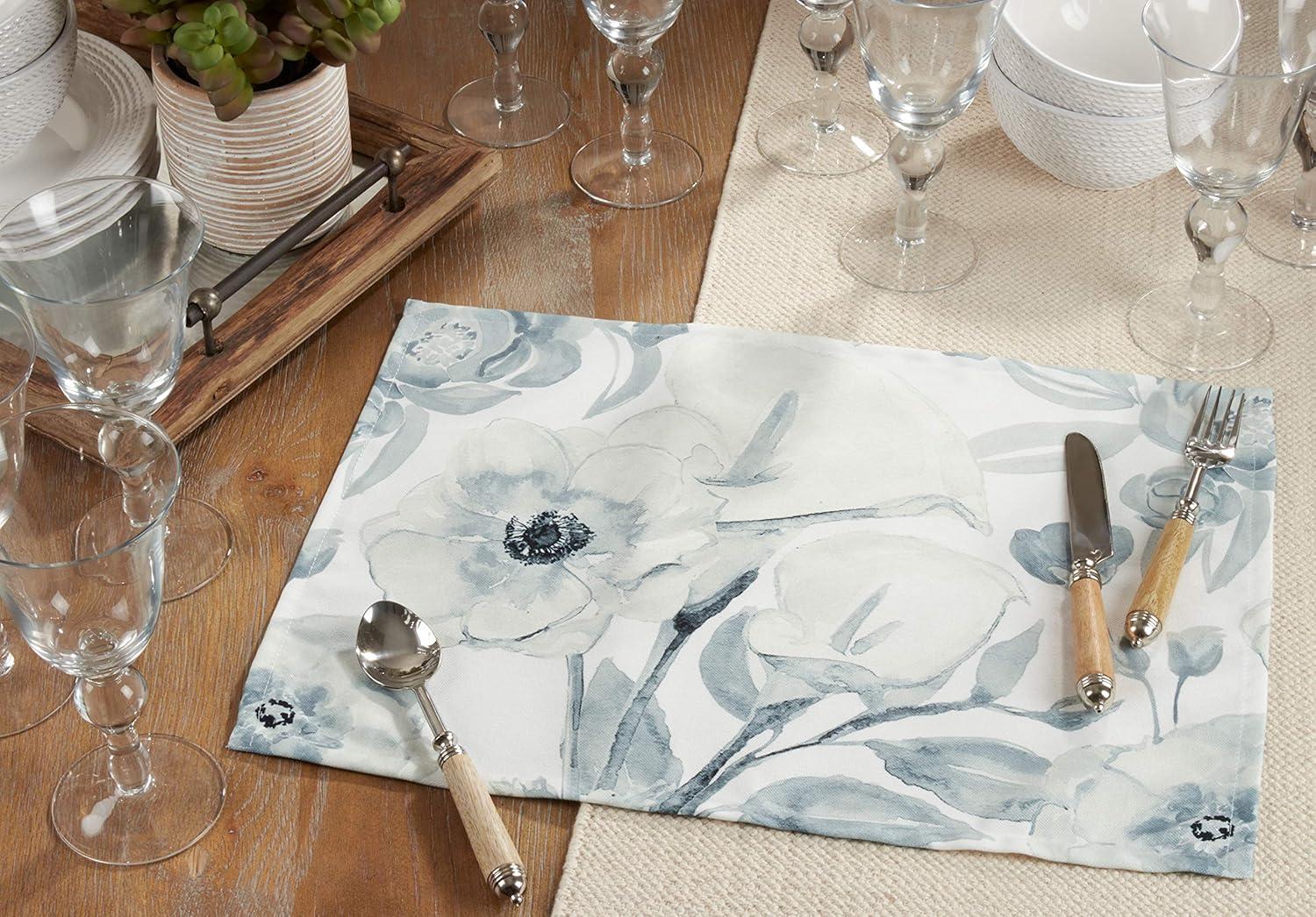 Watercolor Floral Print Fabric Placemats Set of 4