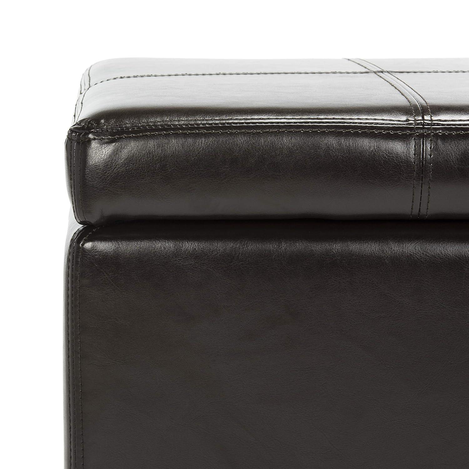 Safavieh Hudson Collection Williamsburg Brown Leather Square Storage Ottoman