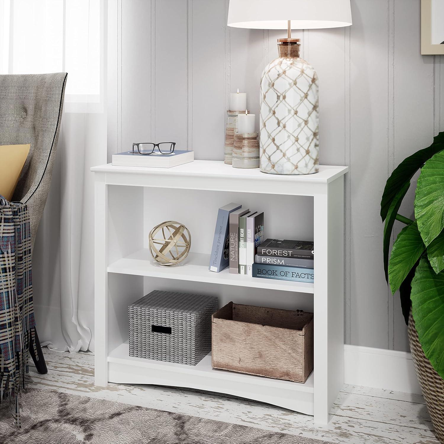 Prepac Home Office 2-Shelf Standard Bookcase with Durable Laminate Finish, White
