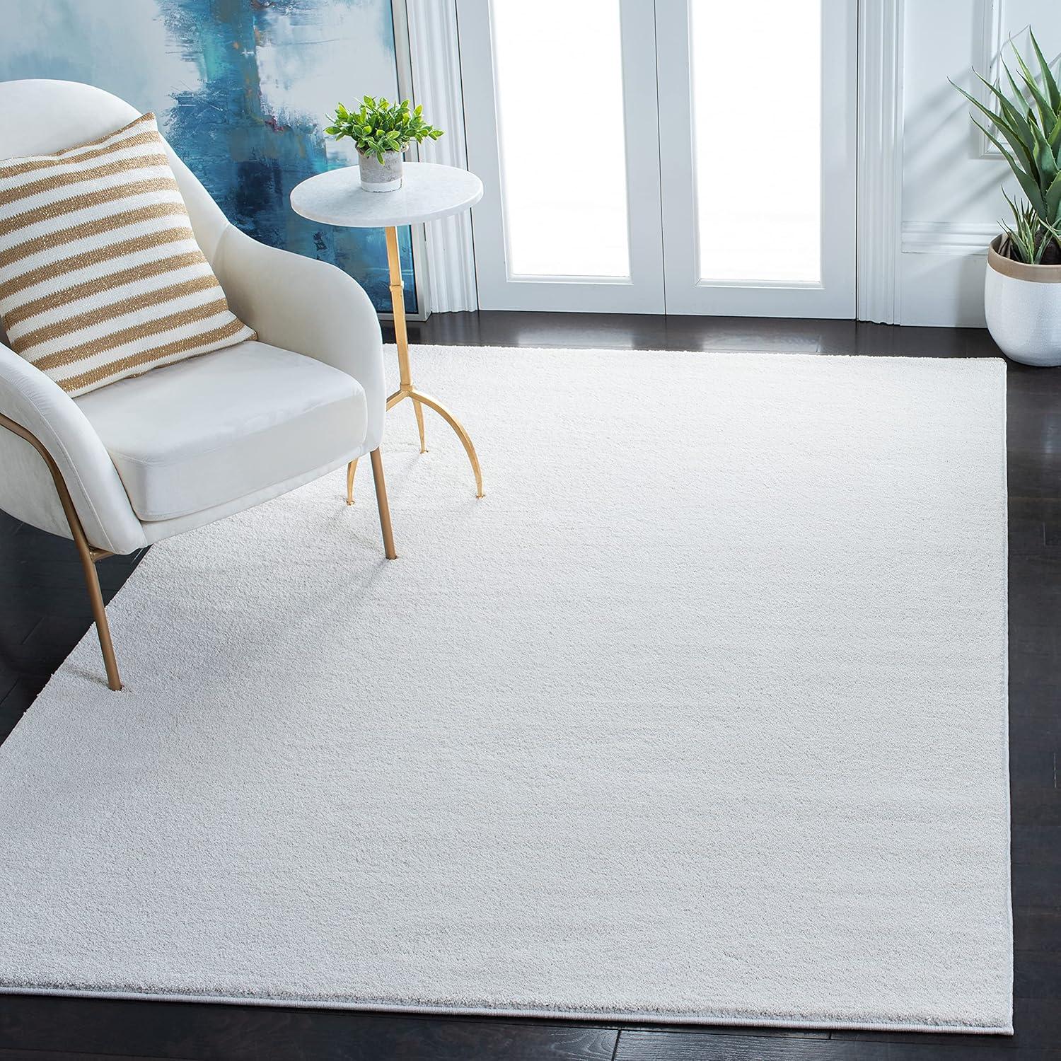 SAFAVIEH Plain and Solid Carleen Solid Plush Area Rug, Ivory, 4'5" x 6'5"