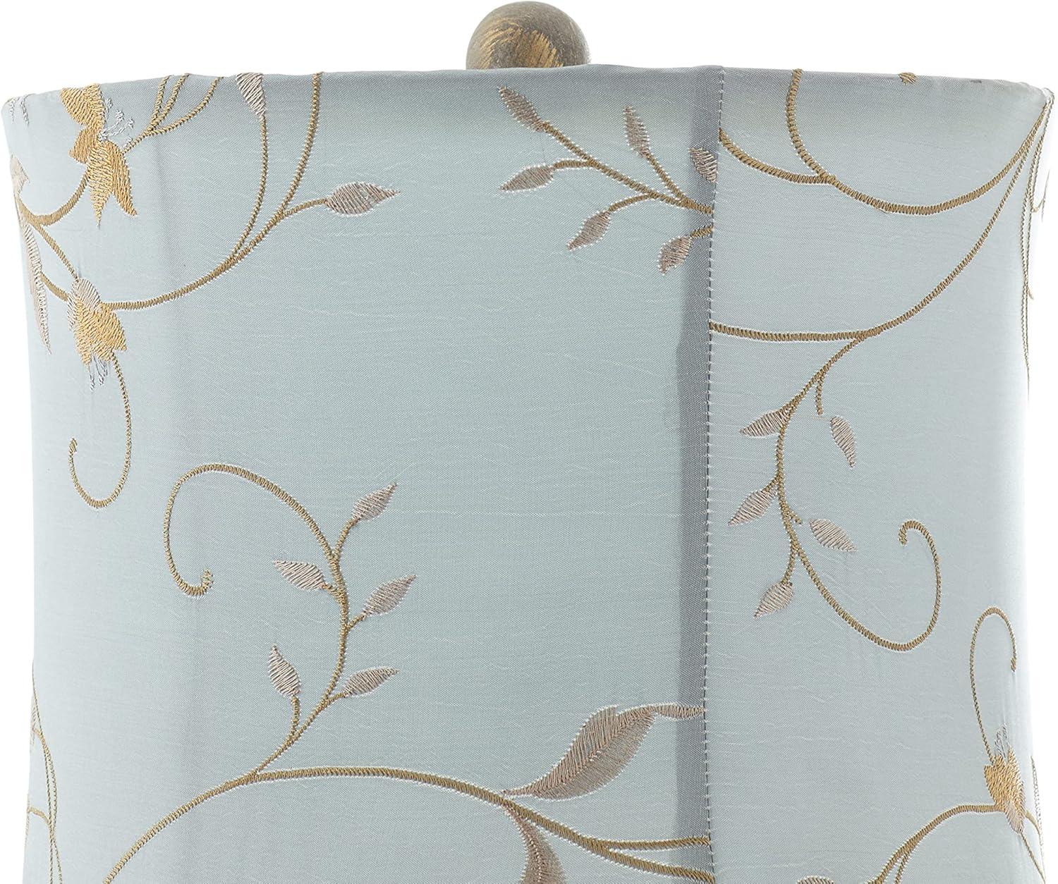 DecMode Antique Style Floral Gold Buffet Lamp with Blue Fabric Shade (2 Count)