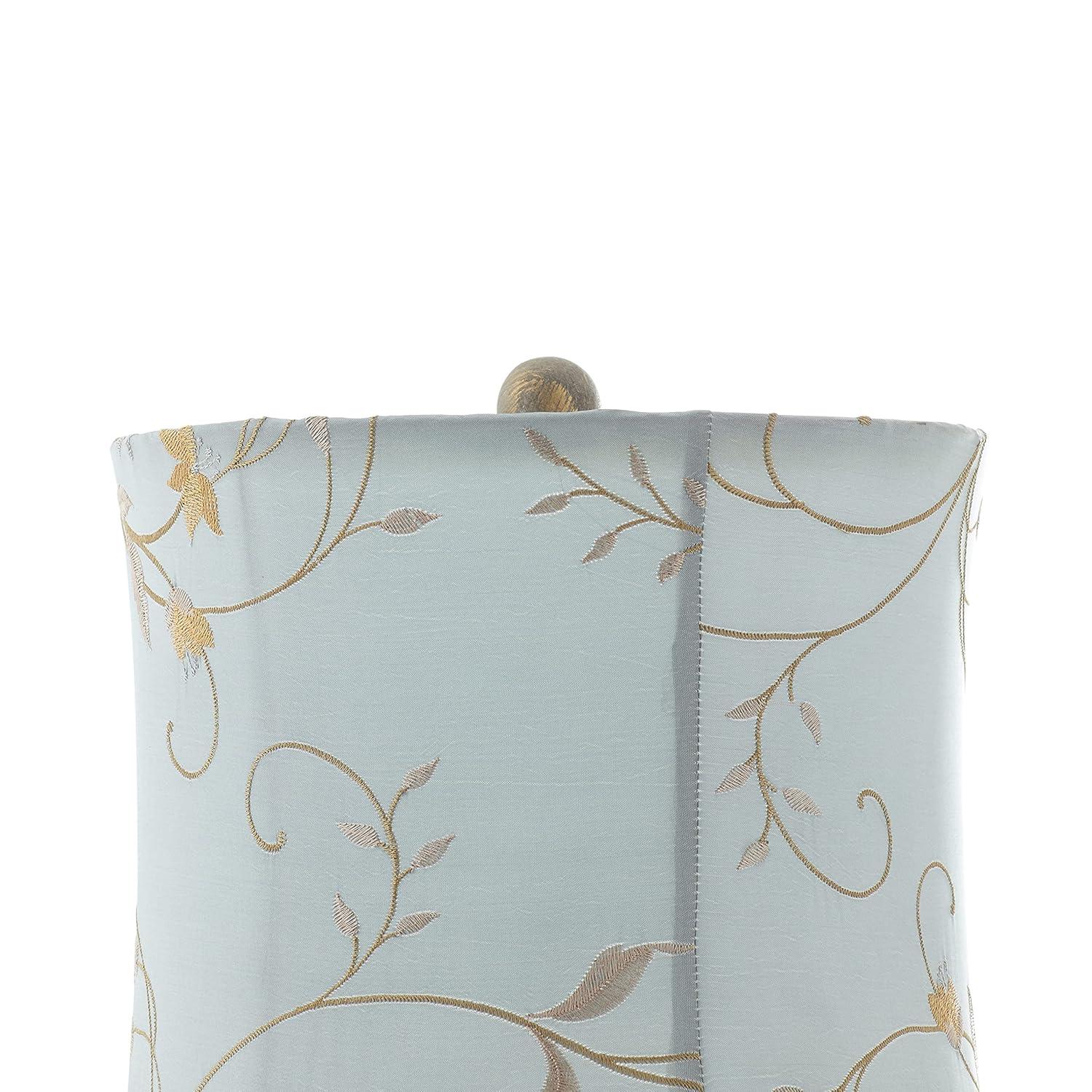 DecMode Antique Style Floral Gold Buffet Lamp with Blue Fabric Shade (2 Count)