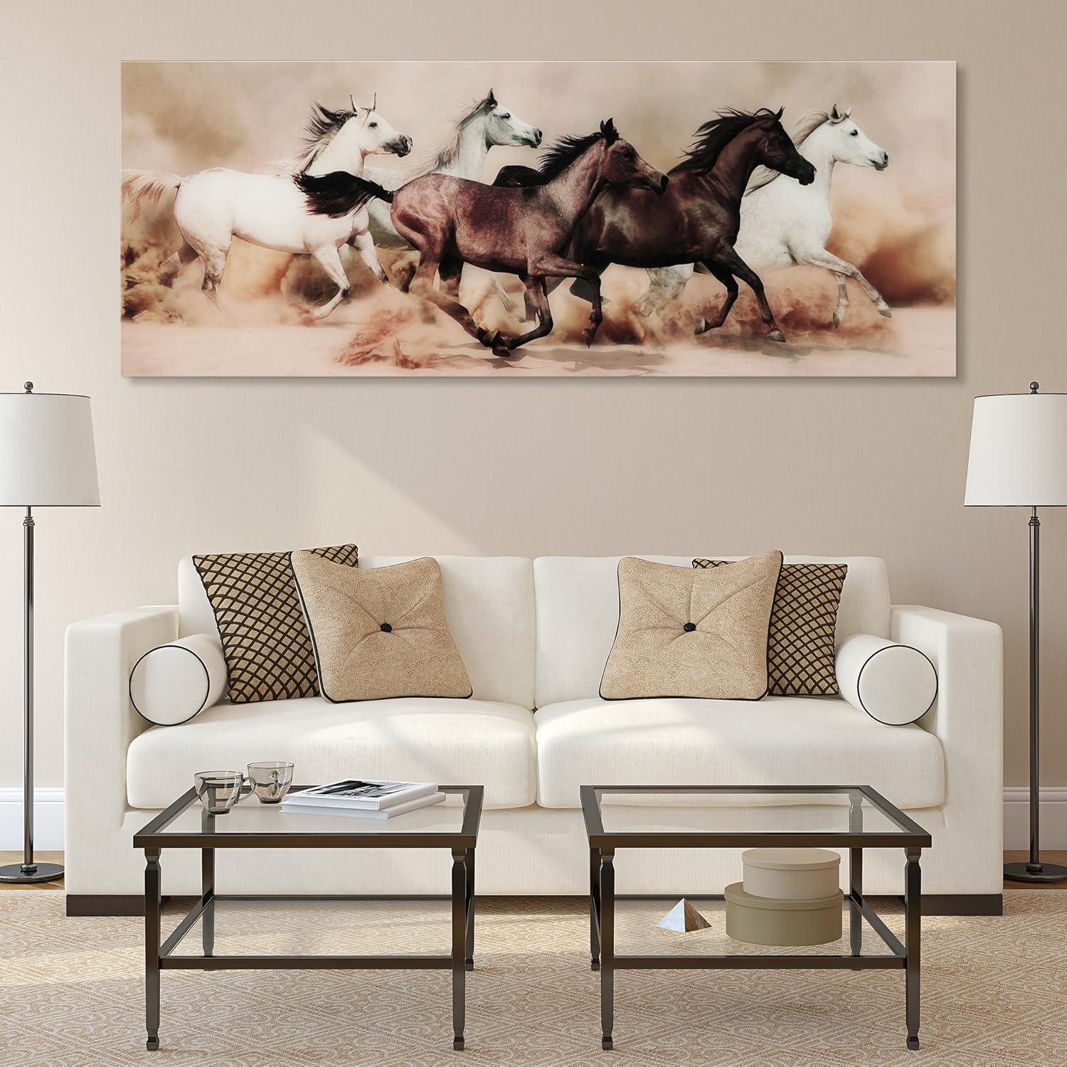 Empire Art Direct "Stampede" Horses Wall Art Printed on Free Floating Tempered Glass