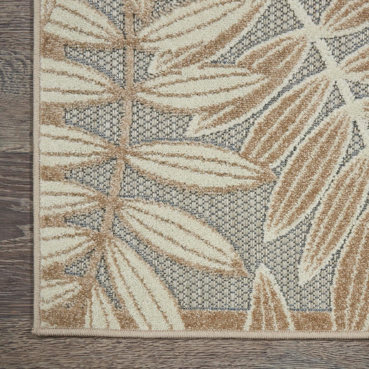 Nourison Aloha Floral Leaf Flatweave High-Low Indoor Outdoor Area Rug Natural 7' x 10'