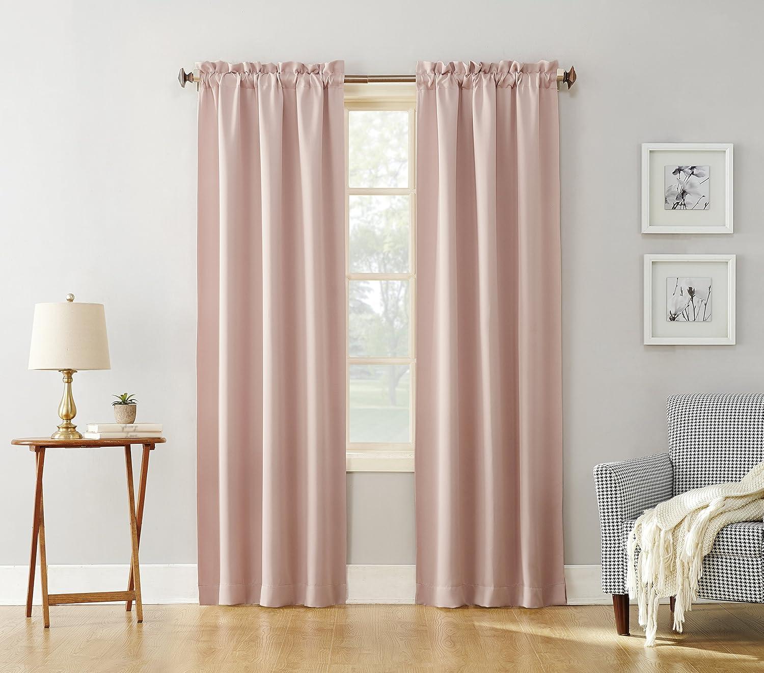 Blush Polyester Blackout Rod Pocket Curtain Panel