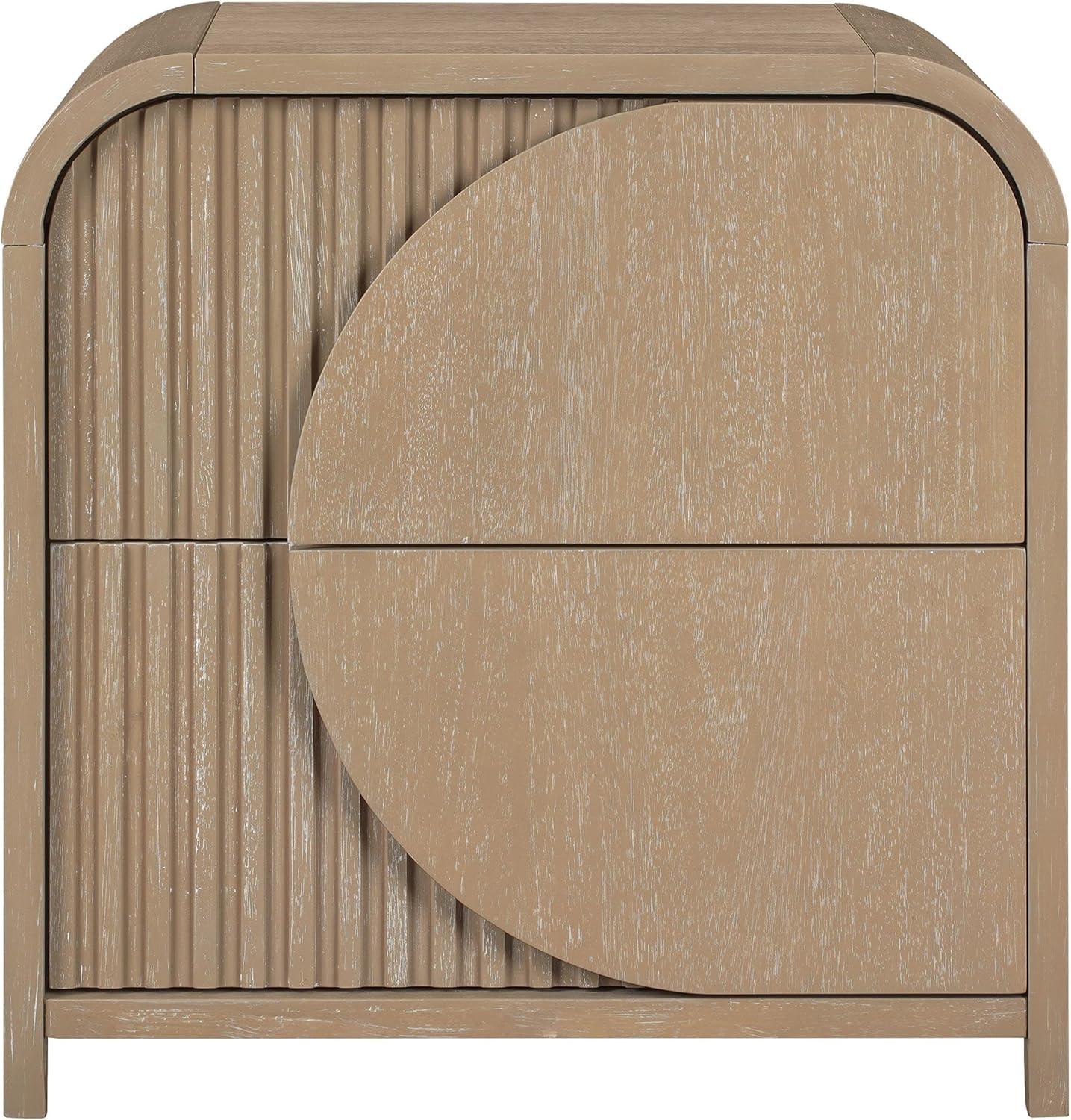 Furniture of America Tissen Modern Solid Wood 5-Piece Queen Bedroom Set with USB Ports, Reeded Panels, Curved Edges and Beveled Mirror, Box Spring Needed, Natural