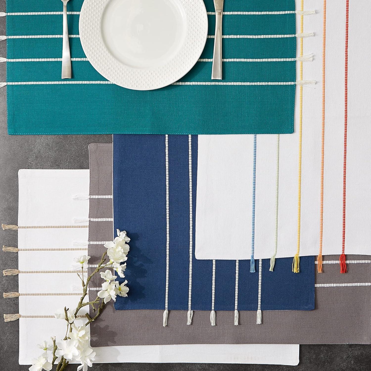 Teal Stripe Tassel Placemat (Set of 4)