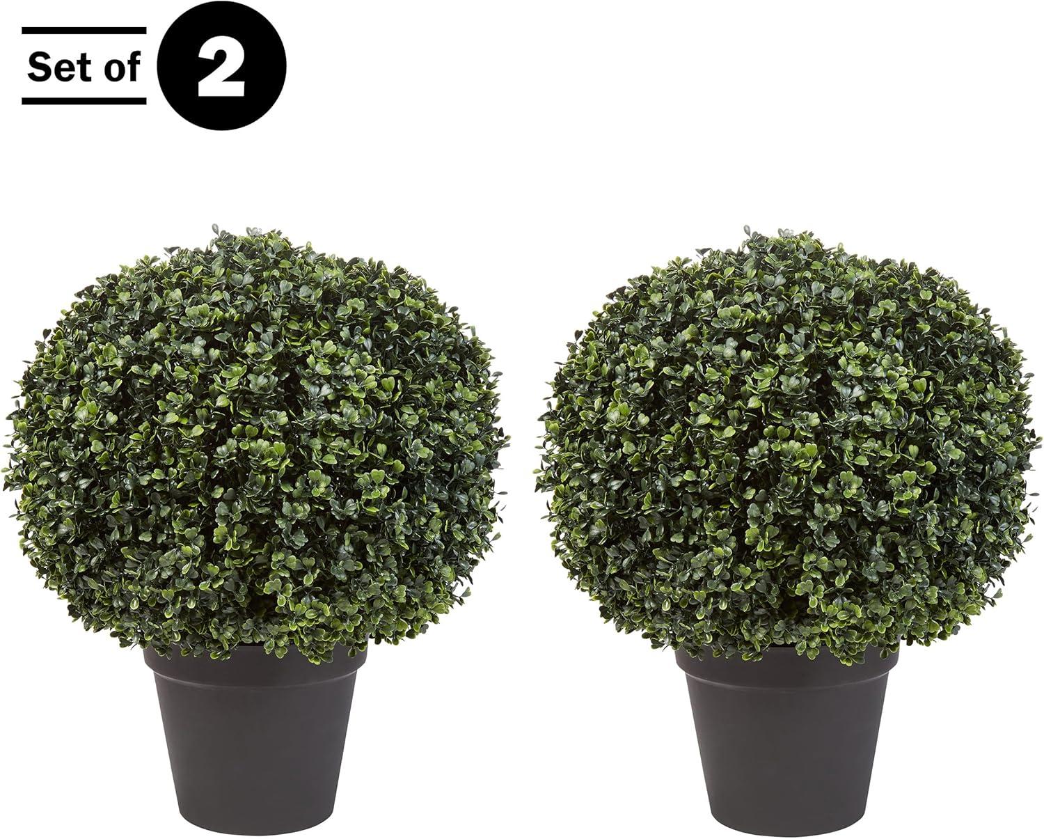 Pure Garden Set of Two 21-Inch Indoor/Outdoor Artificial Boxwood Plants