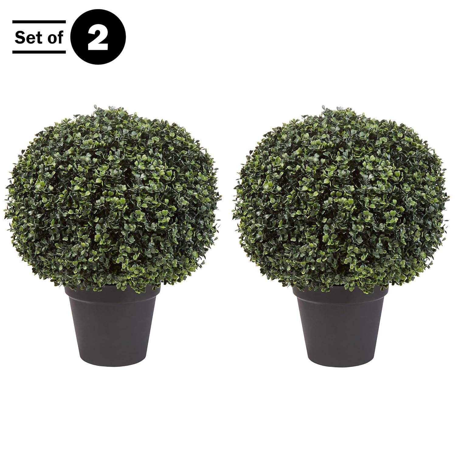 Pure Garden Set of Two 21-Inch Indoor/Outdoor Artificial Boxwood Plants