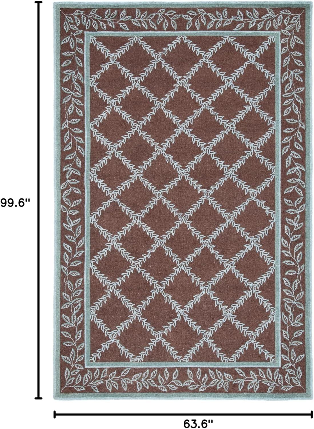 SAFAVIEH Chelsea Alecia Geometric Borders Wool Area Rug, Brown/Blue, 5'3" x 8'3"