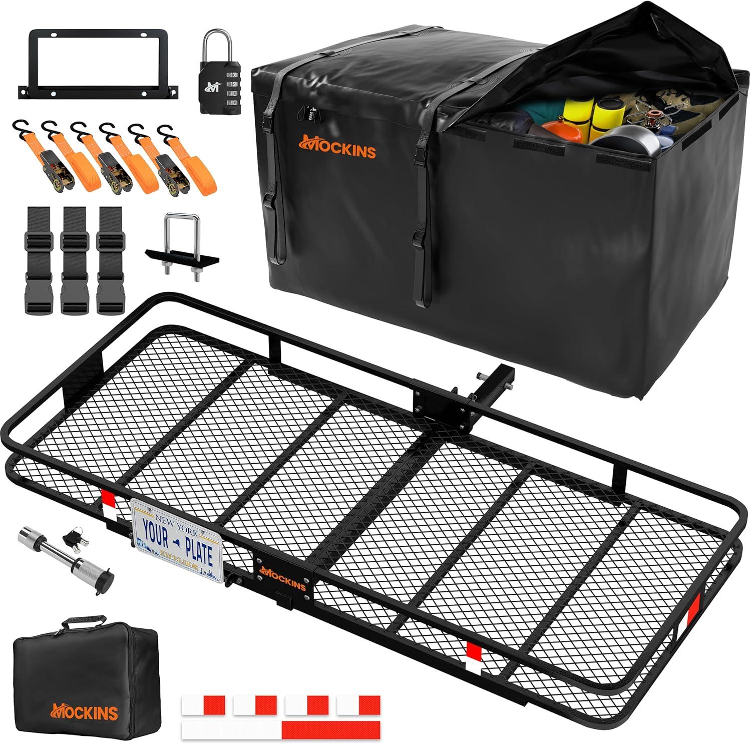 70 in. x 30 in. x 6 in. Foldable Hitch Cargo Carrier with 500 lbs. Capacity - Includes 40 cu. ft. Waterproof Cargo Bag