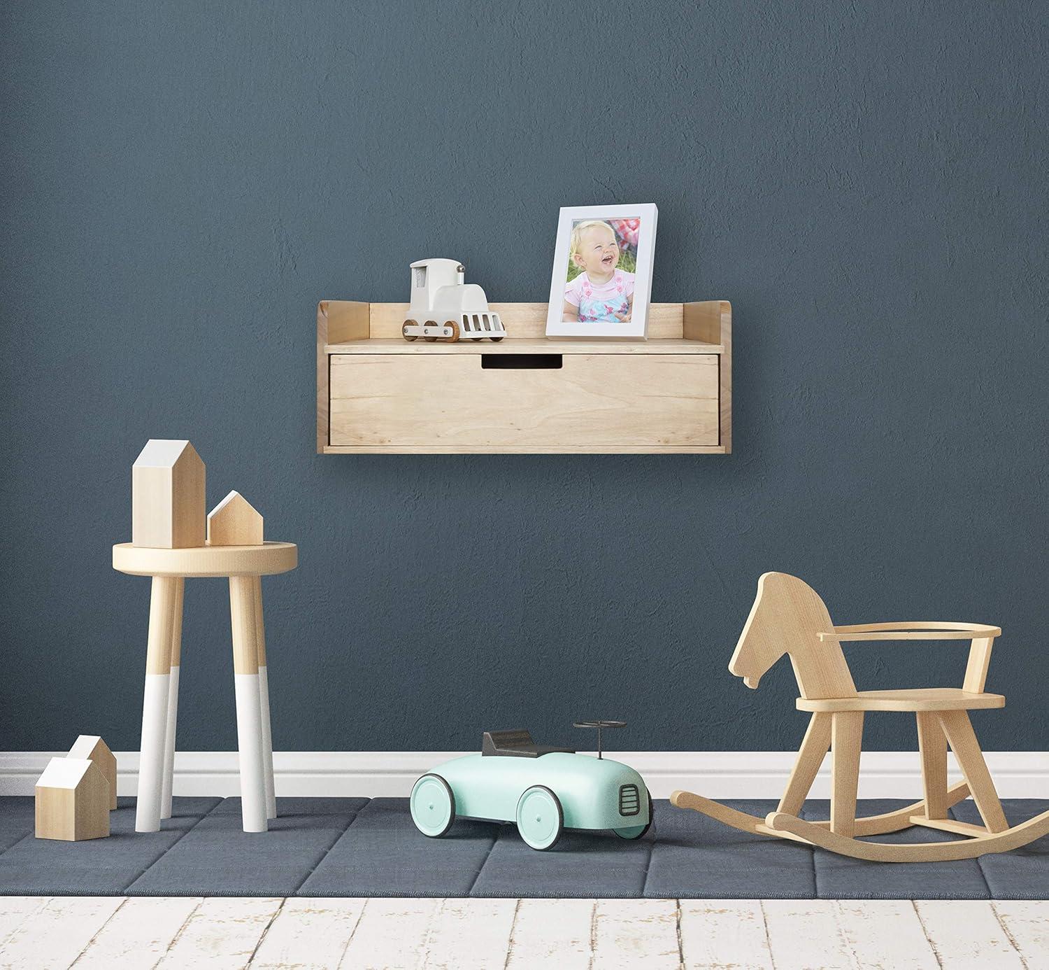 Kate and Laurel Kitt Modern Floating Wall Shelf, 18 x 6.5 x 12, Natural, Wood Shelf For Storage and Display