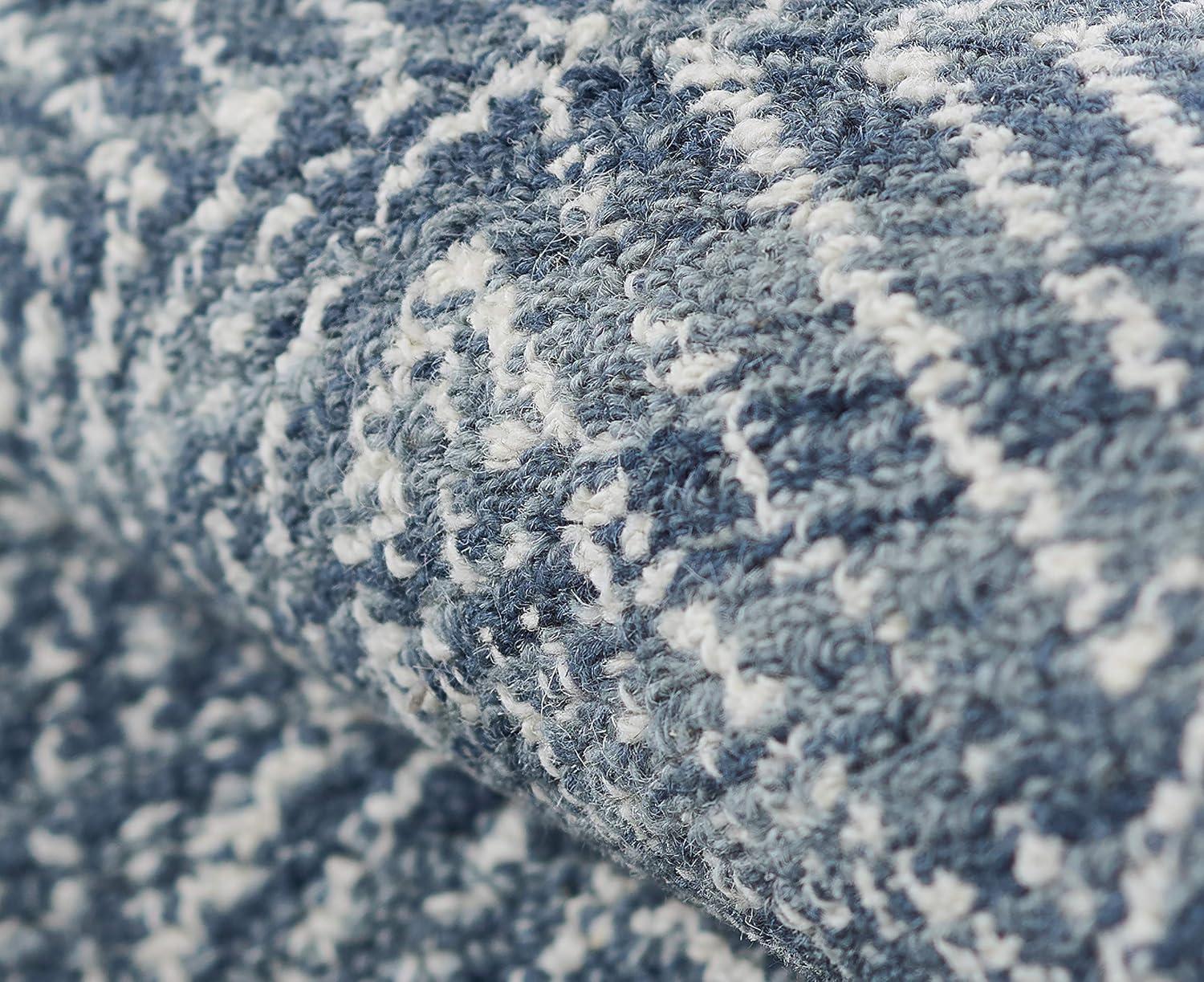 Momeni Mallorca Hand Hooked Wool Geometric Denim Area Rug 9' X 12'