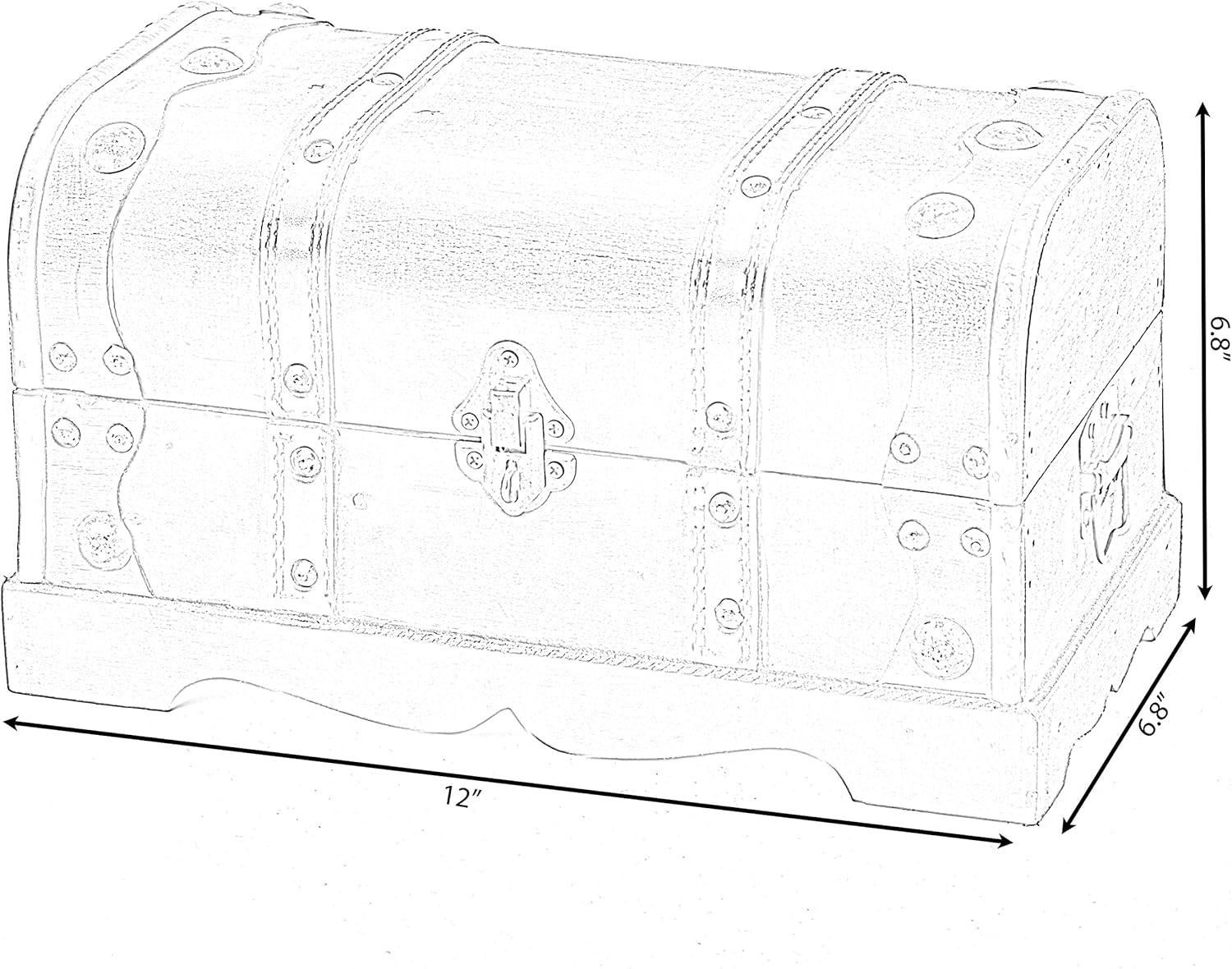 Vintiquewise Small Pirate Style Wooden Treasure Chest